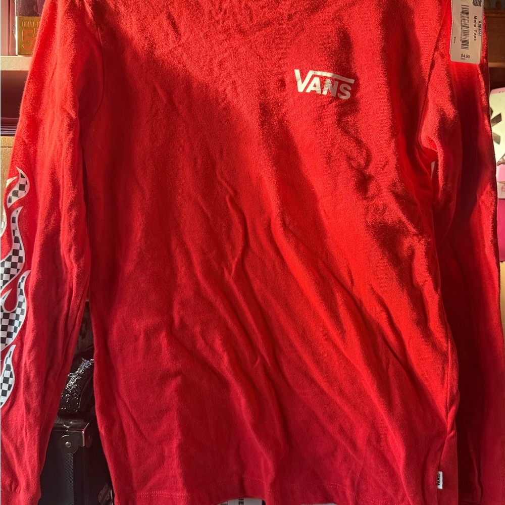 Vans Red Flame Sleeve Long Tee